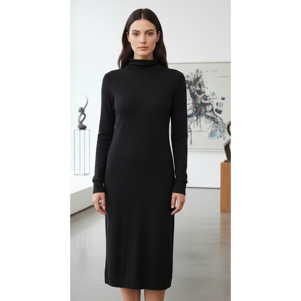 Yanak Nicole Turtleneck Dress Womens One Size Black 3/4 Sleeve‎ Saville Goth NWT